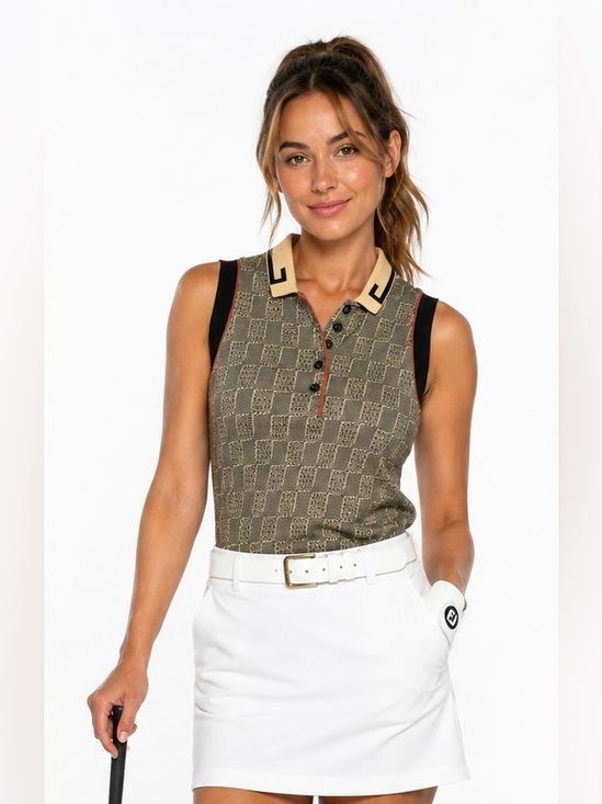 jamie sadock Tops - Jamie Sadock knit Checkered Sleeveless golf Polo size M